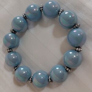 New Blue Iridescent Bead Bracelet